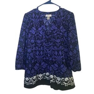 LOFT Womens XS Floral Print, 3/4 Sleeve‎ Blouse